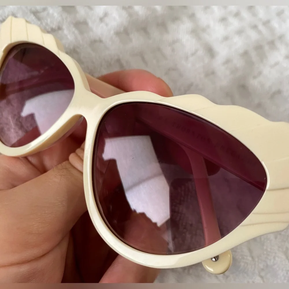 Preen by Thornton Bregazzi Phillipa Cat Eye Sunglasses Ivory Pink Lenses $380 - Picture 14 of 16